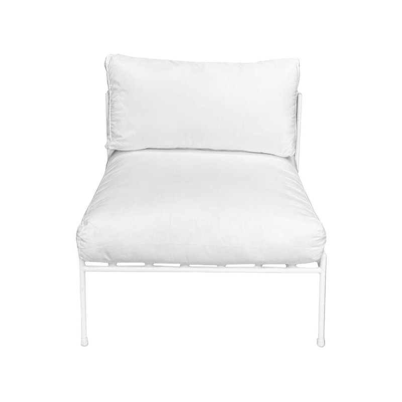 F-SN118-WH Fusion single seater sofa with soft white cushions and white metal frame