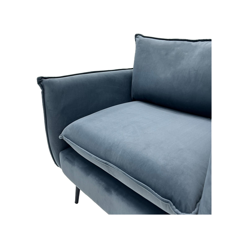 F-SF130-DG Lusso single seater sofa in dark grey velvet with black legs
