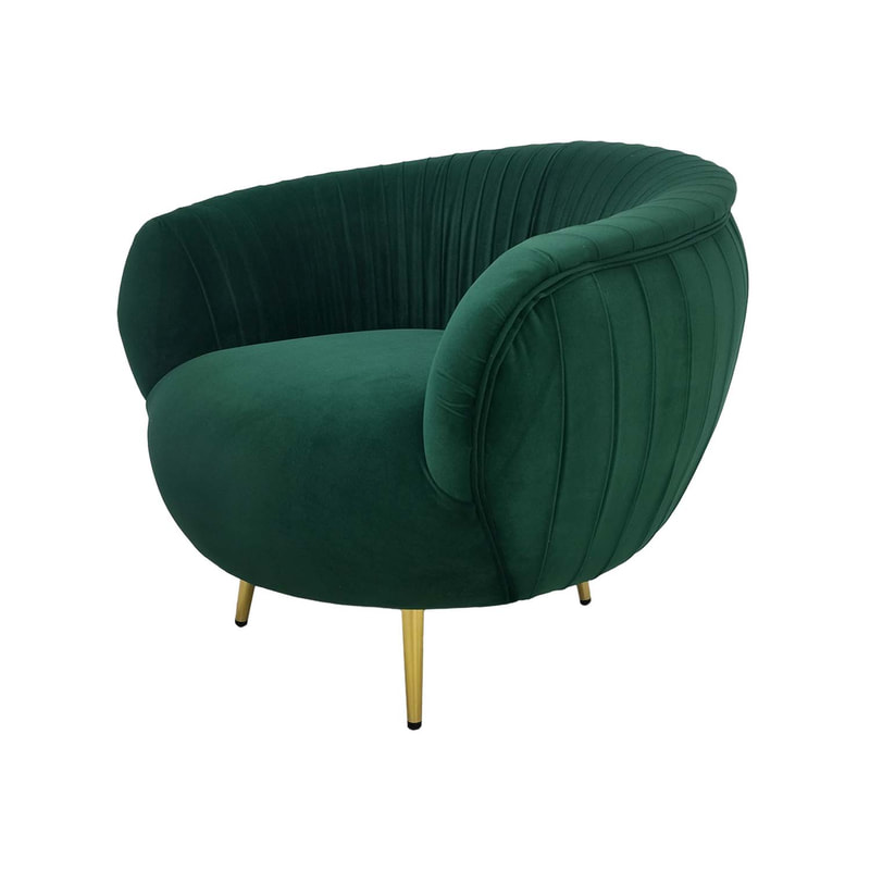 F-SN134-EG Charley single seater sofa in emerald green velvet with gold legs