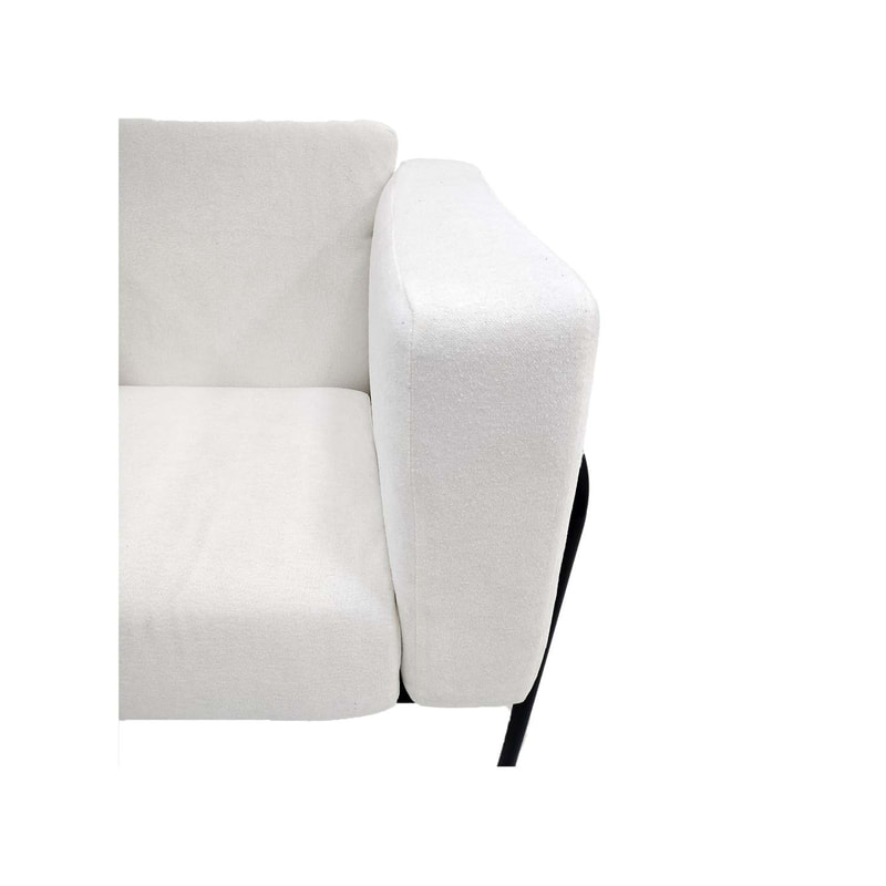 F-SF161-WH Harvey single seater sofa in white fabric with black metal frame