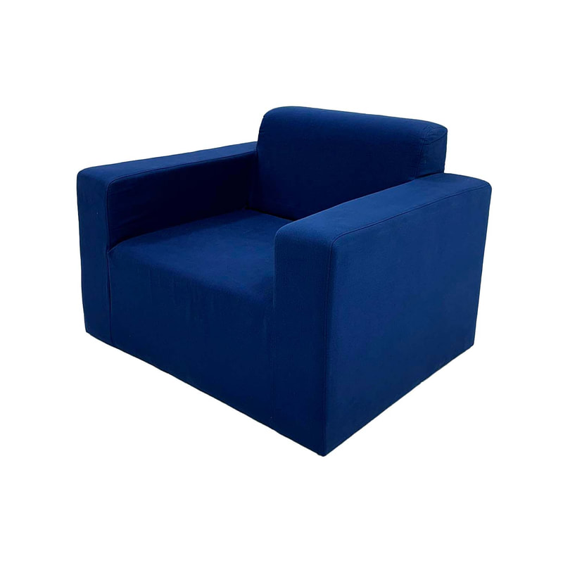 F-SN176-DB Alden club chair in dark blue fabric with armrests