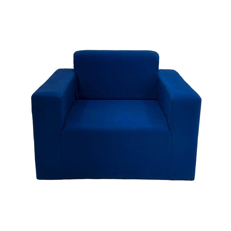 F-SN176-DB Alden club chair in dark blue fabric with armrests
