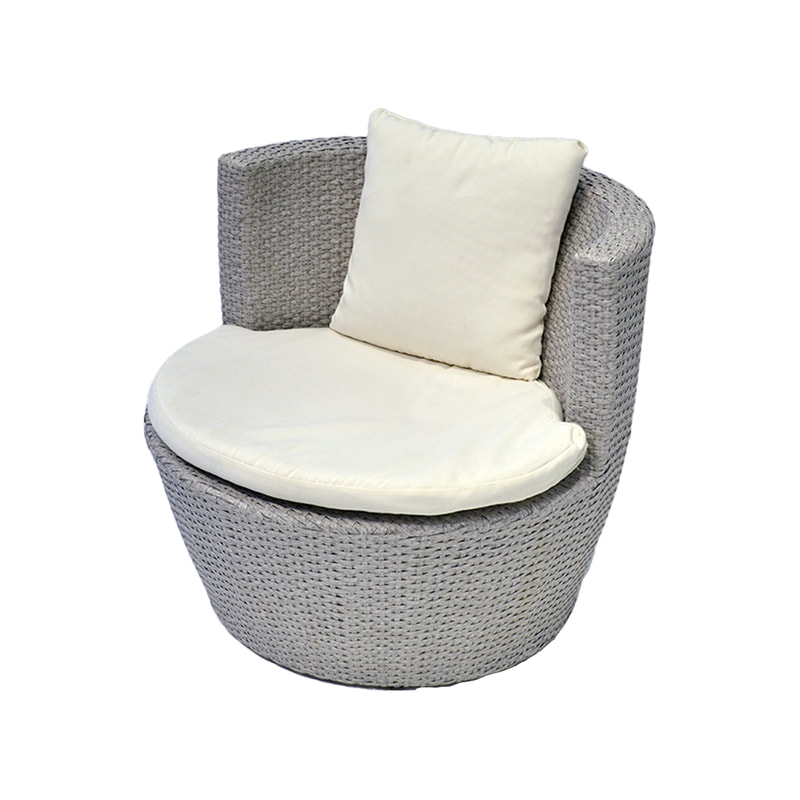 F-SN216-OW Corido single seater sofa in off-white rattan with beige cushions