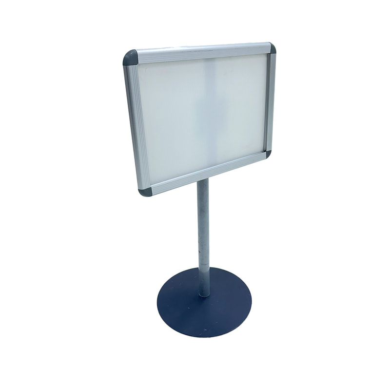 F-SS101-SI Type 1 A3 signage stand in silver with tilt top
