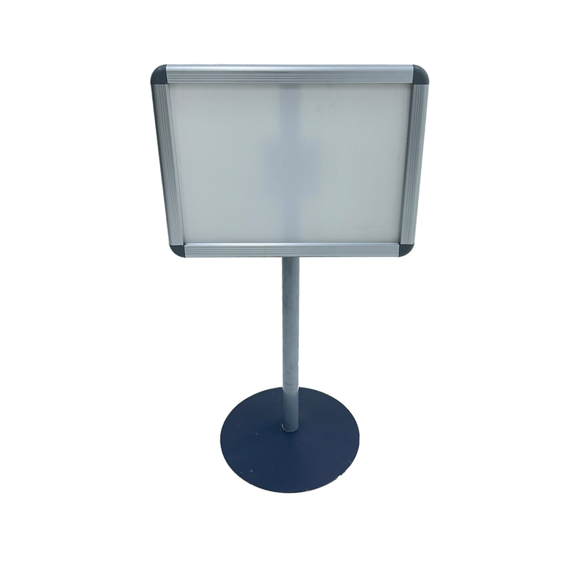 F-SS101-SI Type 1 A3 signage stand in silver with tilt top