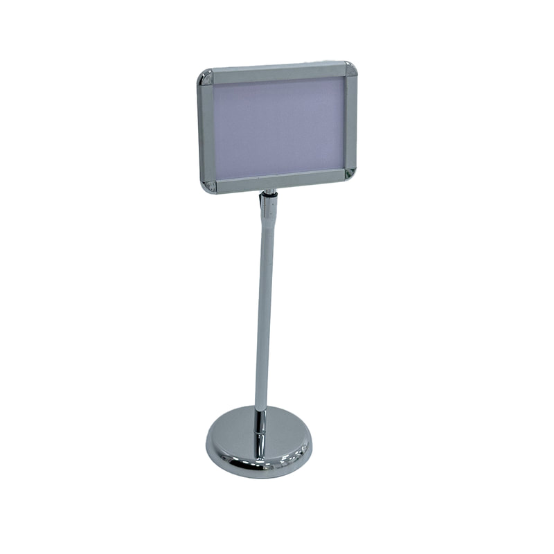F-SS102-SI Type 2 A4 signage stand in silver with tilt top