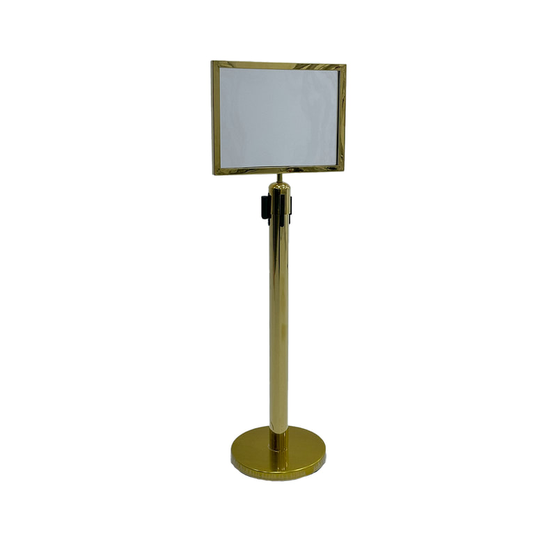 F-SS104-GD Type 3 A4 signage stand in gold with tilt top