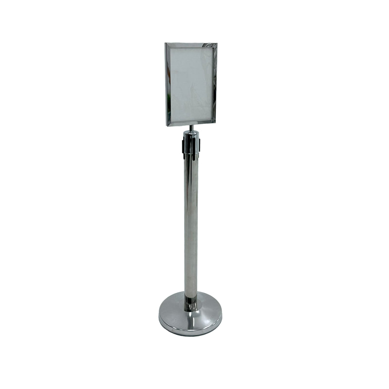 F-SS105-SI Type 3 A4 signage stand in silver with tilt top