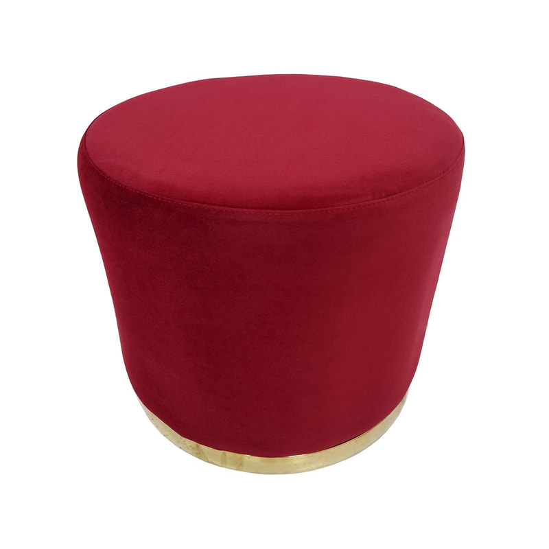 F-ST102-DR Mayfair stool in dark red velvet with gold base