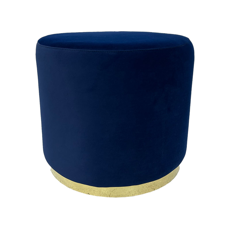 F-ST102-MB Mayfair stool in midnight blue velvet with gold base