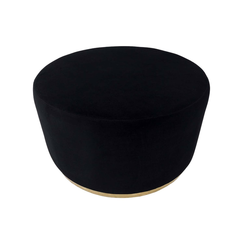 F-ST104-BL Georgette stool in black velvet with gold base