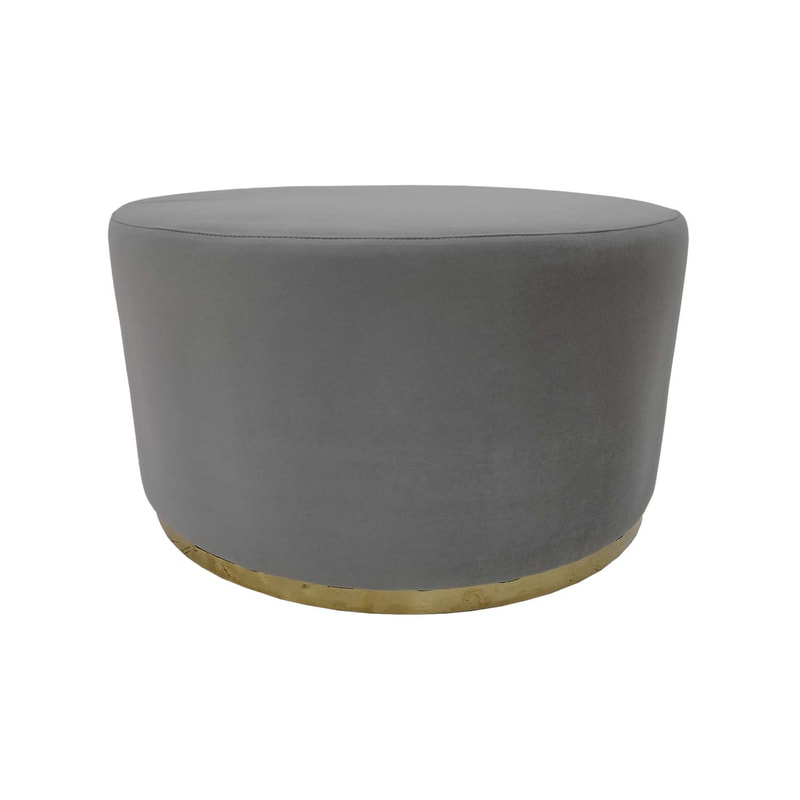 F-ST104-SI Georgette stool in silver grey velvet with silver base