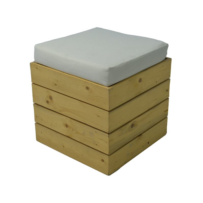 F-ST109-WW Joe stool in light wood base with a white seat pad