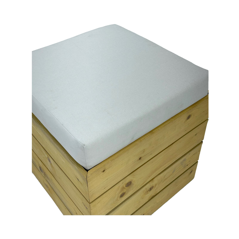 F-ST109-WW Joe stool in light wood base with a white seat pad