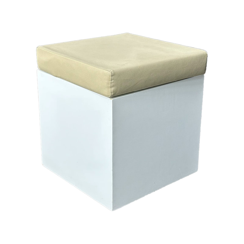 F-ST110-CG Noah stool with white painted base and champagne gold seat pad