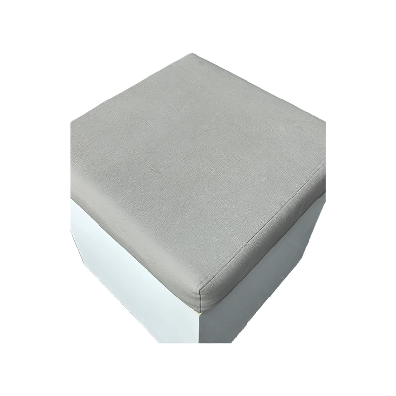 F-ST110-SI Noah stool with white painted base and silver seat pad