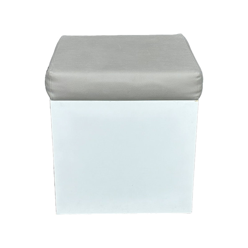 F-ST110-SI Noah stool with white painted base and silver seat pad