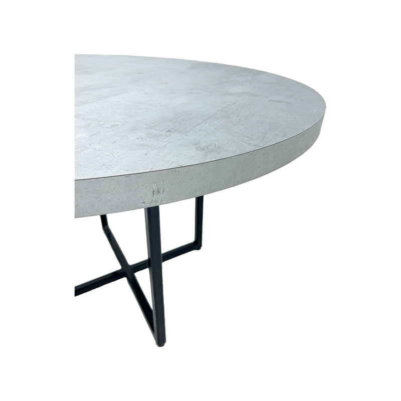 F-TA110-CC Mabon round table in concrete effect top with black metal legs