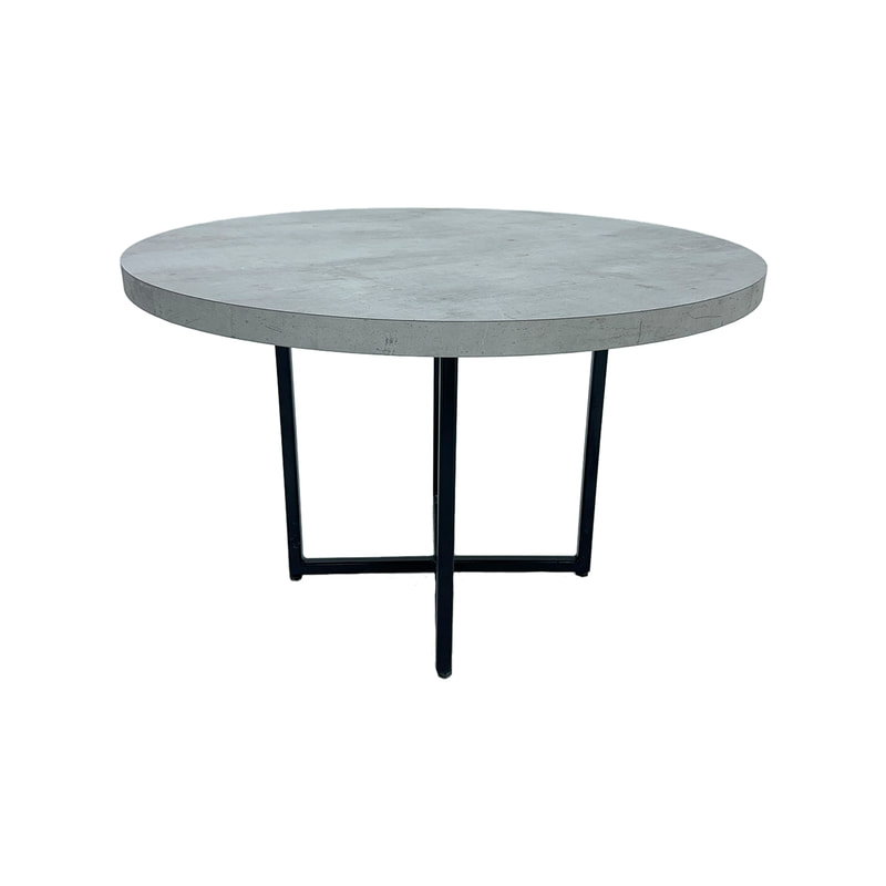 F-TA110-CC Mabon round table in concrete effect top with black metal legs