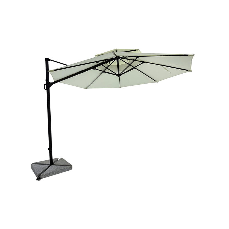 F-UM101-WH Type 1 outdoor umbrella in white fabric with a solid base