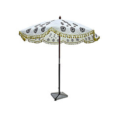 Chicka Embroidery Umbrella - White + patterned  F-UM102-WP