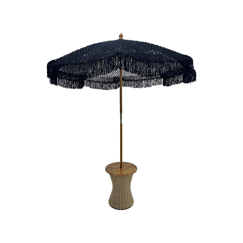 F-UM103-BL Viva macrame umbrella in black 