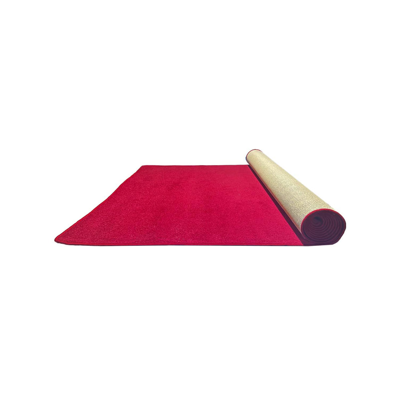 F-VC106-RE 20m long x 1.8m wide red VIP carpet with edging to all sides