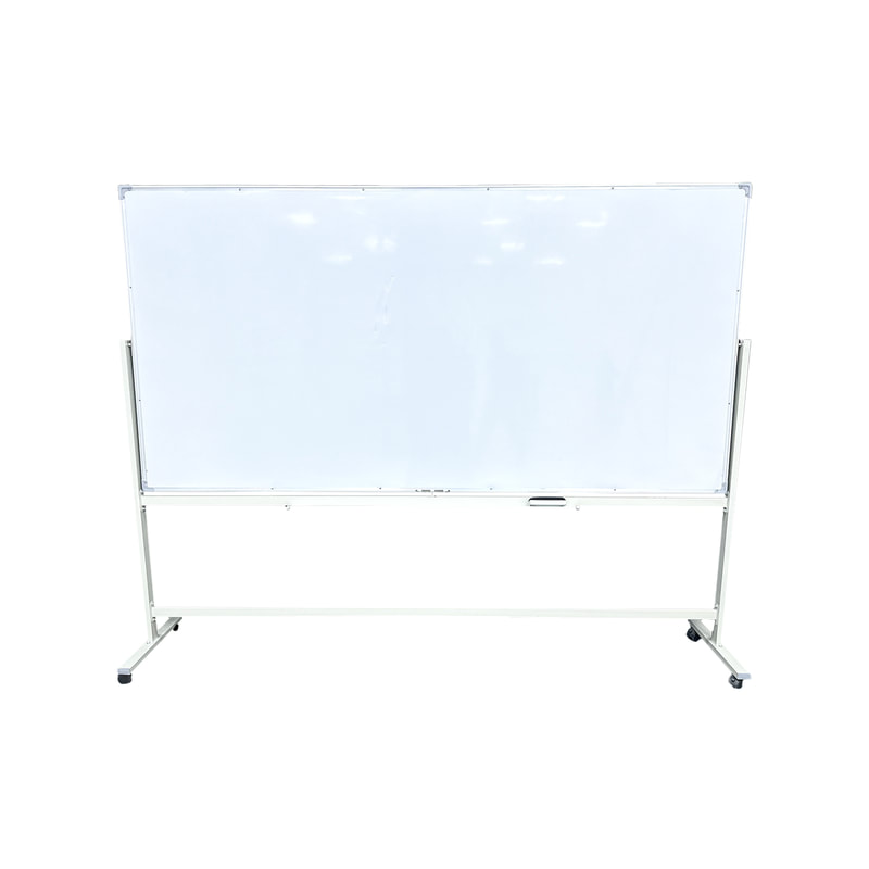 F-WB101-WH Type 1 white board with silver frame and wheels