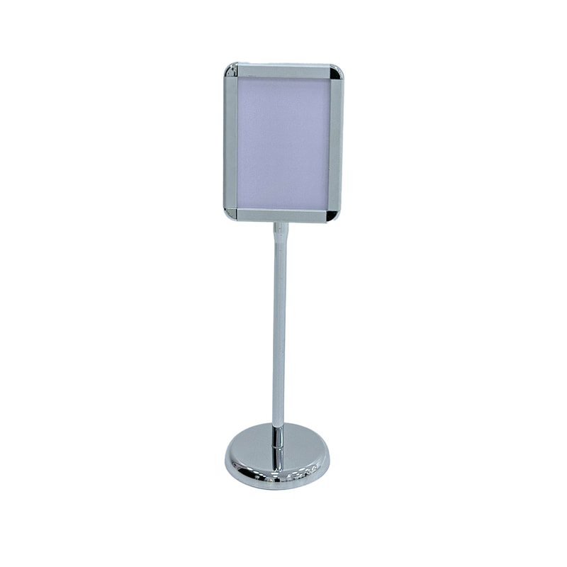 F-SS102-SI Type 2 A4 signage stand in silver with tilt top