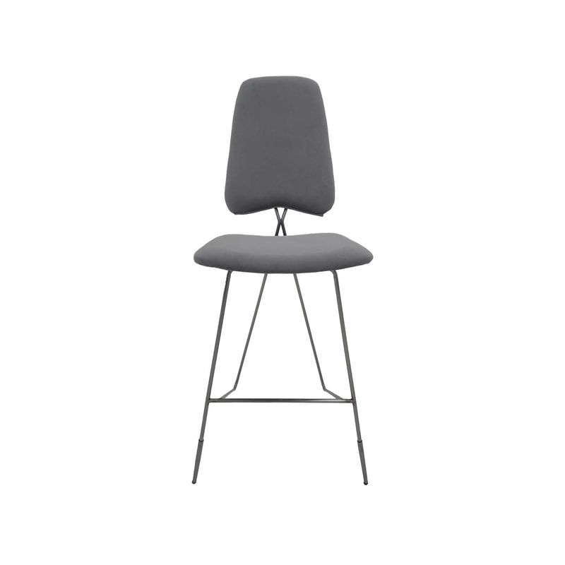 F-BS108-SI Ziggy barstool in silver grey velvet with silver plated frame