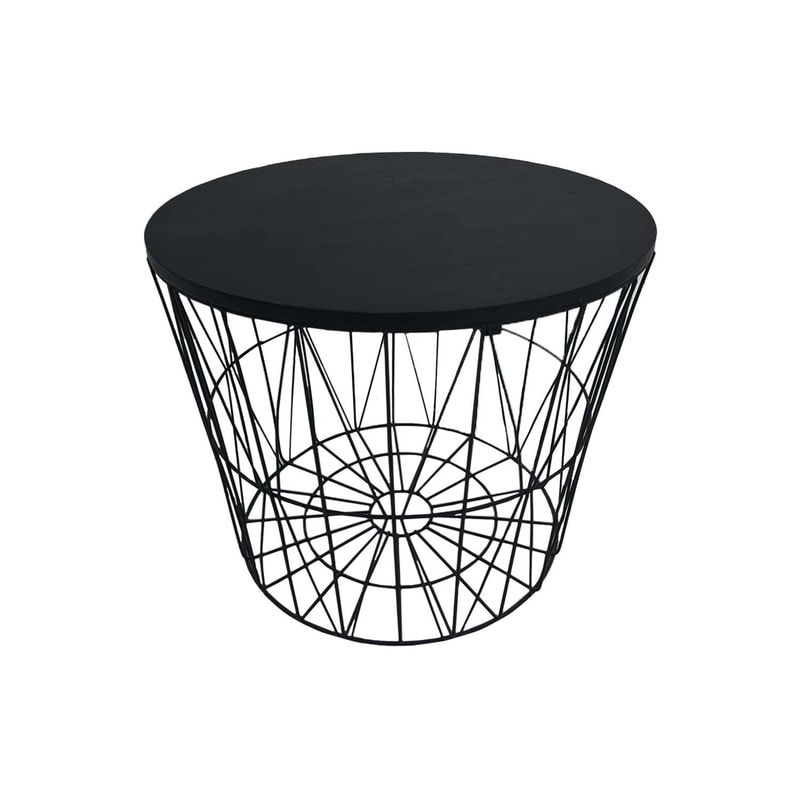 F-CS167-BL Danish round coffee table in black wire frame and top