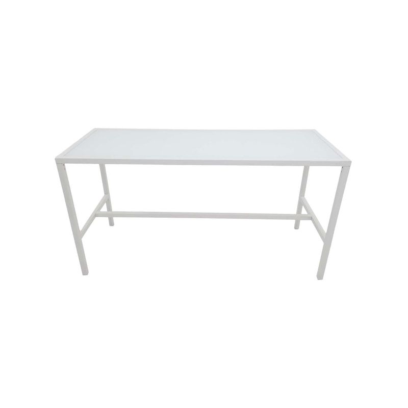 F-HT106-WH Enzo high table with white glass top and white metal frame