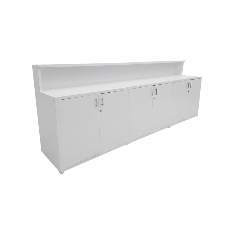 F-RC105-WH Type 5 reception counter in white with storage shelves