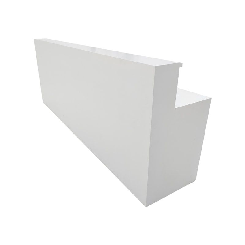 F-RC105-WH Type 5 reception counter in white with storage shelves